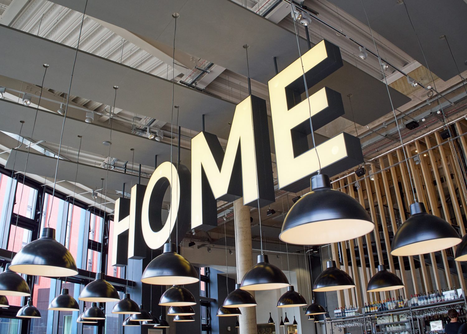 HOME Manchester. Design by Rivermeade. Illuminated 3D letters Sign.