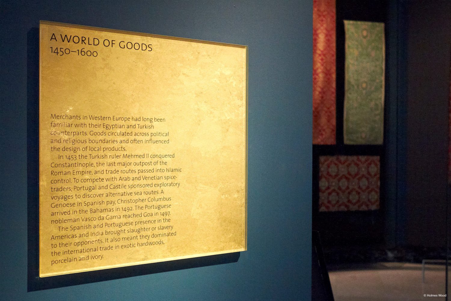 V&A Medieval & Renaissance Galleries, interpretation, panels, gold foil, arts and heritage, Victoria and Albert Museum